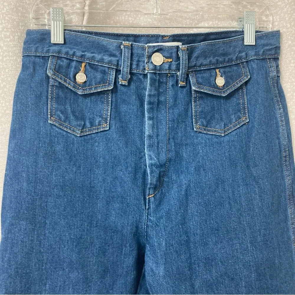 Re/Done Women’s 70s Pocket Wide-leg Jeans/ True Rinse Size 28 Boho Western - Picture 5 of 11